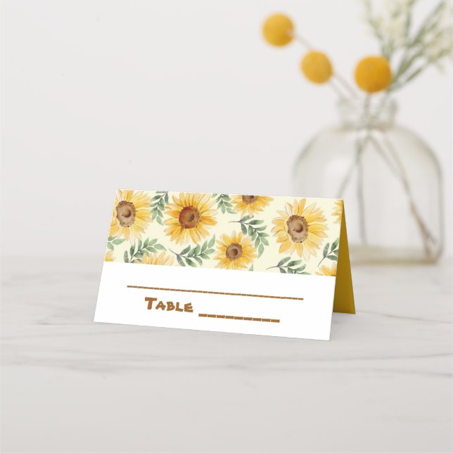 Carte De Placement Tournesol Eucalyptus Floral Mariage botanique (Devant)