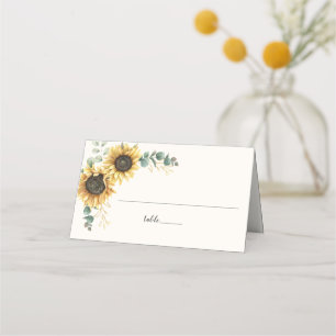 Carte De Placement Tournesol Eucalyptus Green Script Mariage Table