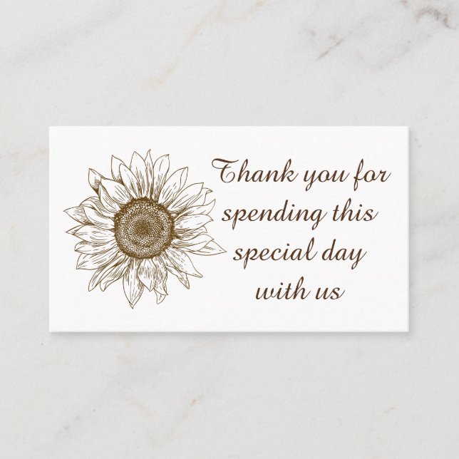 Carte De Placement Tournesol floral Fleur marron Mariage de campagne  (Devant)