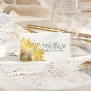 Carte De Placement Tournesol Jaune Aquarelle Mariage Charité Faveurs