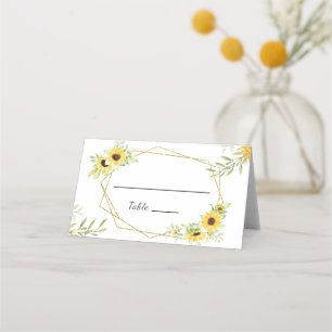 Carte De Placement Tournesol Or Géométrique Rustique Mariage élégant