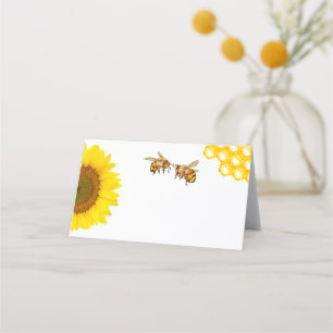Carte De Placement Tournesol rustique blanc et Mariage d'abeille assi
