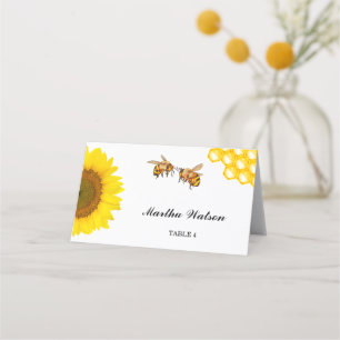 Carte De Placement Tournesol rustique & Mariage d'abeille