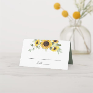 Carte De Placement Tournesol Vert Feuille Table Mariage