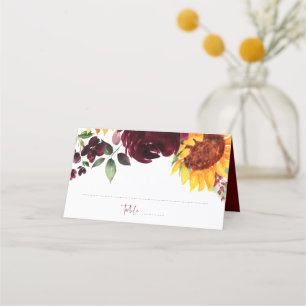 Carte De Placement Tournesols et Bourgogne Mariage de automne Rose