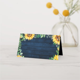 Carte De Placement Tournesols rustiques Mariage bleu marine