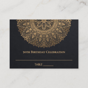 CARTE DE PLACEMENT TOUT ÂGE BURGUNDY OR ORNATE MANDALA 50E ANNIVERSAI
