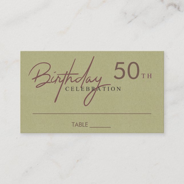 CARTE DE PLACEMENT TOUT ÂGE SIMPLE KRAFT NAVY GOLD TYPOGRAPHIE ANNIVE (Devant)