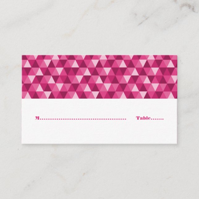 Carte De Placement Triangles géométriques roses (Devant)