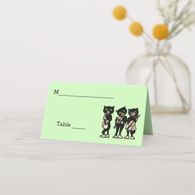 Carte De Placement Trois musiciens de chats noirs jouant de la musiqu (Devant)