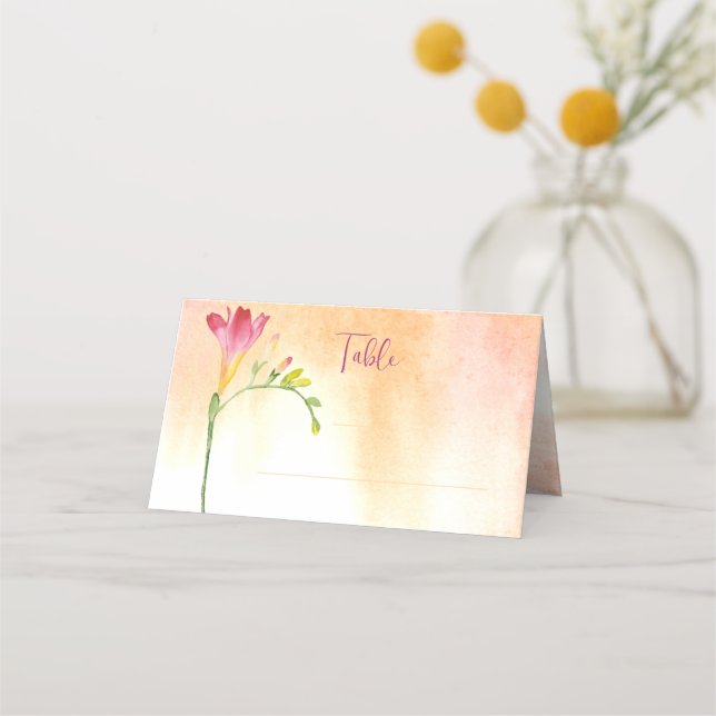 Carte De Placement Tropical Freesia Watercolor Table Place (Devant)