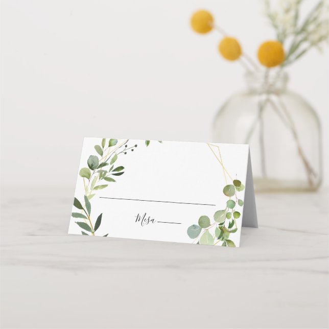 Carte De Placement Tropical Green Feuille Espagnol Mariage Carte Plac (Devant)