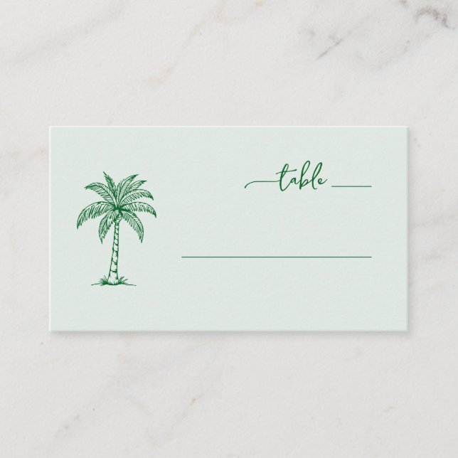 Carte De Placement Tropical Green Minimalist Palm Tree (Devant)
