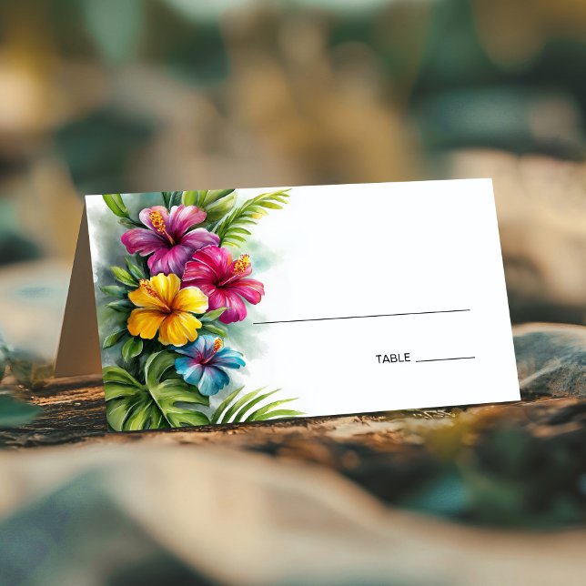 Carte De Placement Tropical Hibiscus Wedding Place Card (Créateur téléchargé)