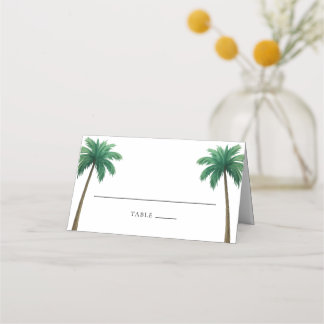Carte De Placement Tropical Palm Trees Minimal Beach Wedding
