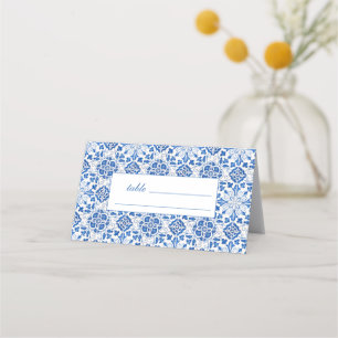 Carte De Placement Tuiles portugais Mariage Floral bleu