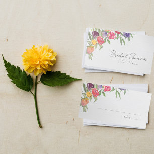 Carte De Placement Tulipes et verdure aquarelle boho