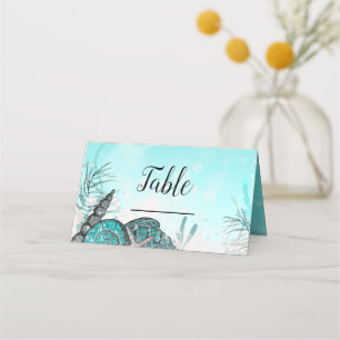 Carte De Placement Turquoise sous le Sea Shells Beach Sweet 16 Party