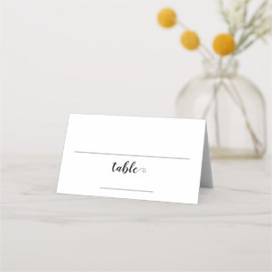 Carte De Placement Typographie chic mariage de table noir et blanc