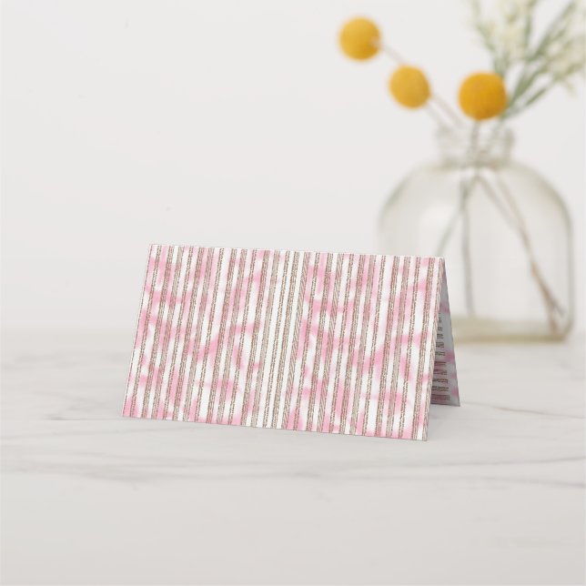 Carte De Placement un fond rayé rose et blanc (Devant)