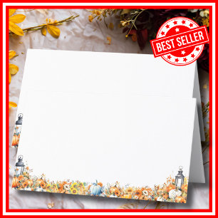 Carte De Placement Un Petit Citrouille Automne Baby shower Floral Aut