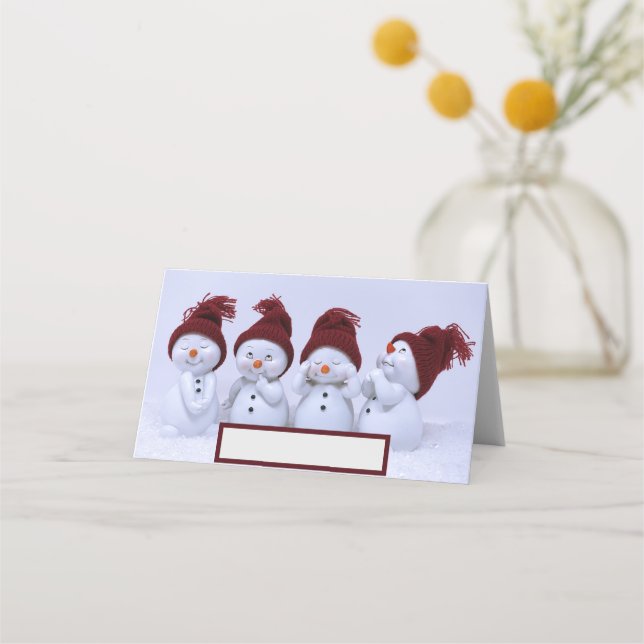 Carte De Placement Un quatuor de bonshommes de neige (Devant)
