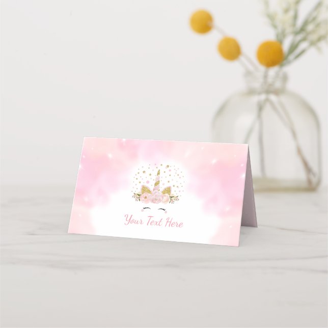 Carte De Placement Unicorne rose magique Nuages de galaxie Décor d'an (Devant)