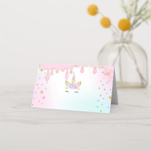 Carte De Placement Unicorne Slime Place Card Mermaid Numéro de table (Devant)