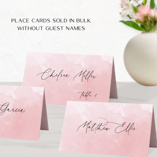 Carte De Placement Unique Dusty Rose Aquarelle Arrière - plan plié (Créateur téléchargé)