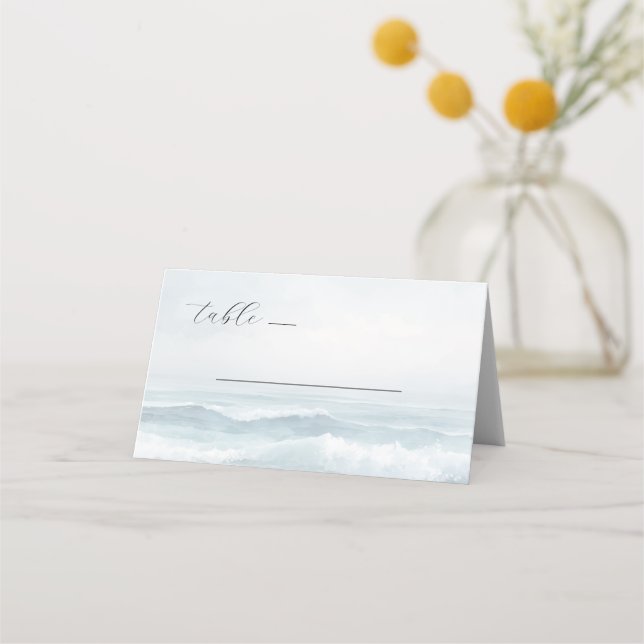 Carte De Placement Vagues aquarelles bleues tranquilles (Devant)