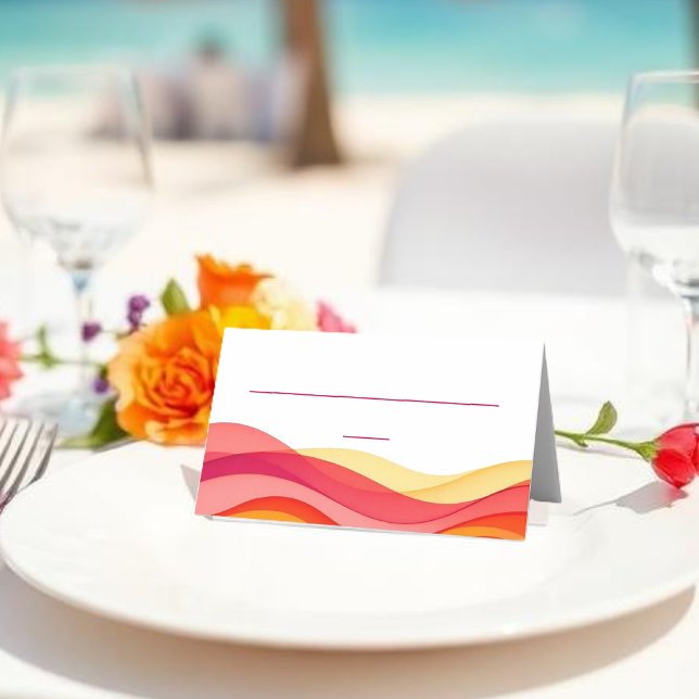 Carte De Placement Vagues de couleur de coucher de soleil Mariage mod (Sunset Color Waves Modern Wedding Place Card)