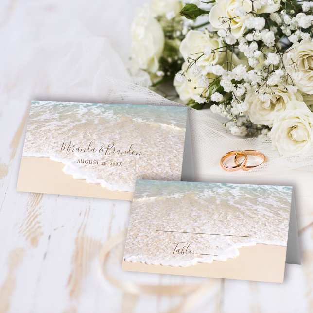 Carte De Placement Vagues Océaniques Romantiques Mariage Tropical sur (Créateur téléchargé)