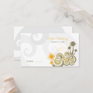 Carte De Placement Vagues tropicales Hibiscus jaune Destination Maria