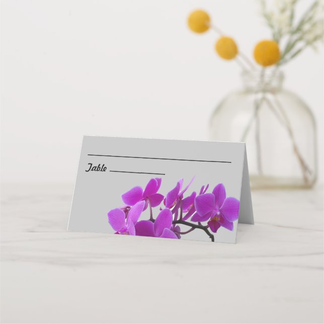 Carte De Placement Vaporisateur d'orchidées fuchsia sur plaque pliée (Devant)