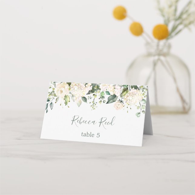 Carte De Placement Végétation à l'aquarelle, roses crème Table de mar (Dos)
