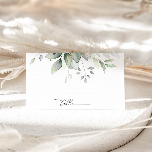 Carte De Placement Végétation, feuilles d'eucalyptus, mariage botaniq (Créateur téléchargé)