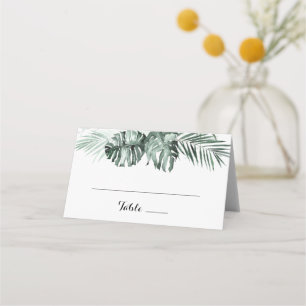 Carte De Placement Végétation tropicale Blanc Floral Mariage