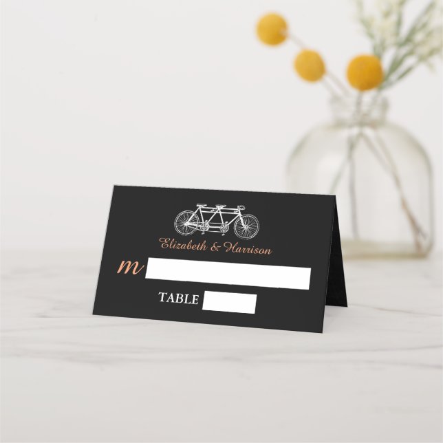 Carte De Placement Vélo Tandem Sur Mariage Chalkboard (Devant)