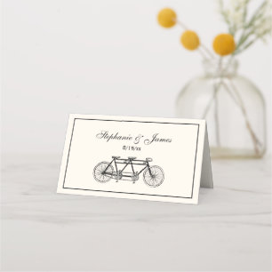 Carte De Placement Vélo Vintage Pour Deux / Vélo Tandem Ivoire