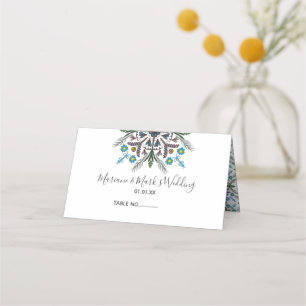 Carte De Placement Verdure botanique Mandala Floral Mariage coloré