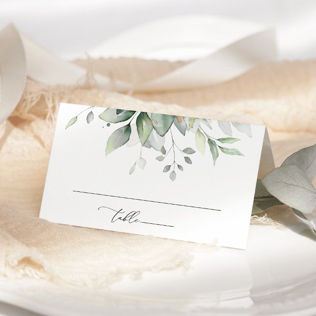 Carte De Placement Verdure, Feuilles d'Eucalyptus, Mariage botanique (Créateur téléchargé)