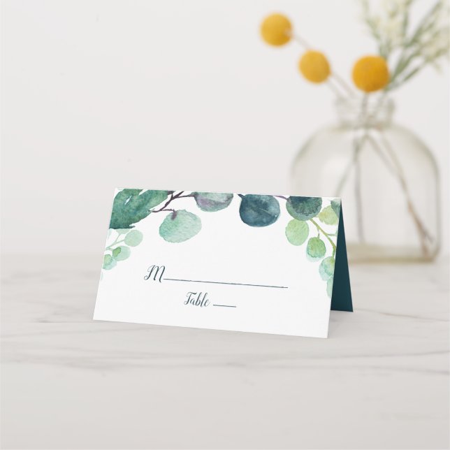 Carte De Placement Verdure luxuriante et Mariage d'eucalyptus (Devant)