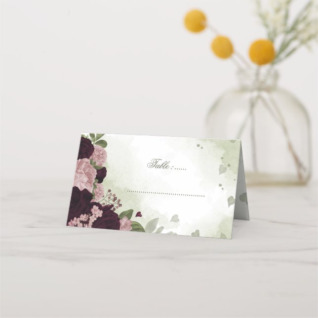 Carte De Placement verdure rose et prune (Devant)