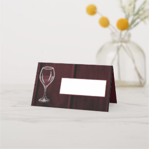 Carte De Placement Verre à vin rouge moitié vide Aquarelle à couche c