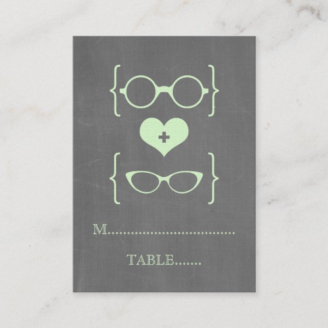 Carte De Placement Verres Geeky Vert Chalboard Plaques (Devant)