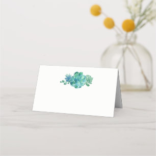 Carte De Placement Vert aquarelle Succulents Mariage