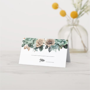 Carte De Placement Vert émeraude beige pivoine floral douche de maria