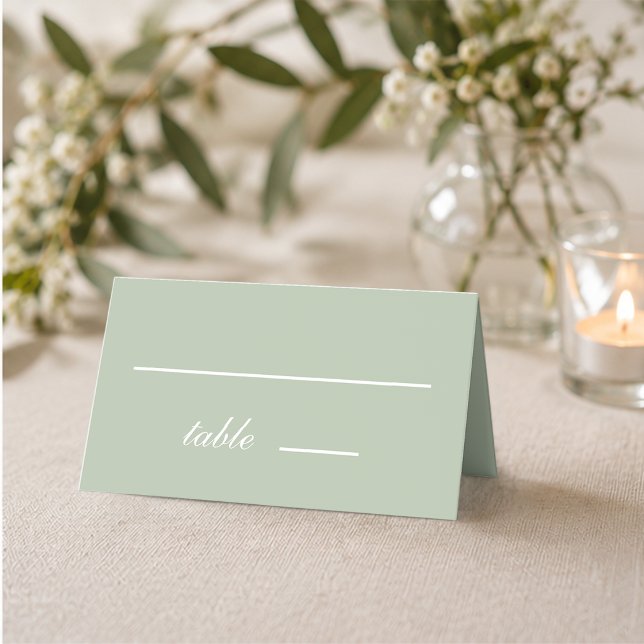 Carte De Placement Vert sauge mariage simple calligraphie écriture bl (Créateur téléchargé)