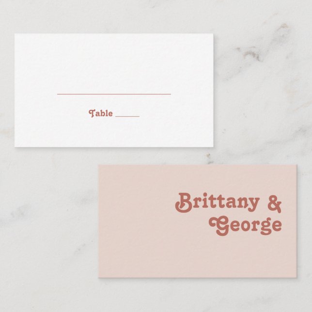Carte De Placement Vibes rétro simples | Mariage plat rose vif (Devant / Derrière)