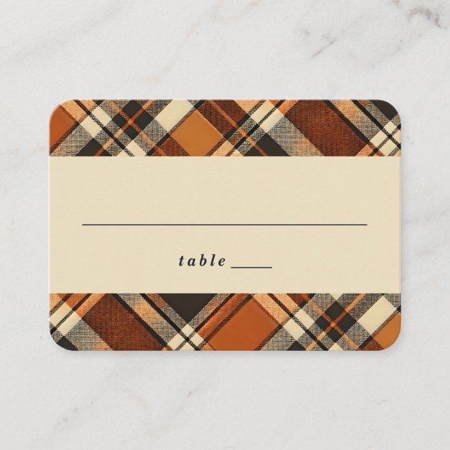 Carte De Placement Vibes Rustiques Automne Brûlé Orange Plaid Imprime (Devant)